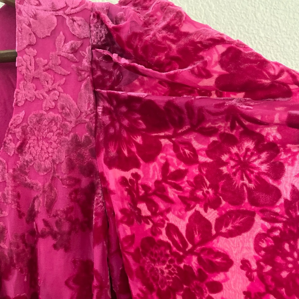 NWT Hale Bob Fuchsia Burnt Velvet Silk Blend Dress whimsical romantic Y2K 60's - Picture 6 of 11
